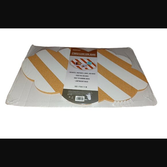 Merkury Innovations White And Brown Striped Cloud Cork Board 17"X11" New - Picture 5 of 6